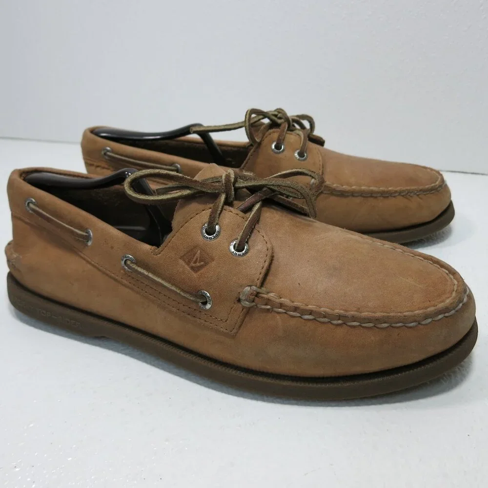 Sperry Top-Sider Natural Nubuck Leather Comfort Deck Boat Shoes Footwear 10 M,